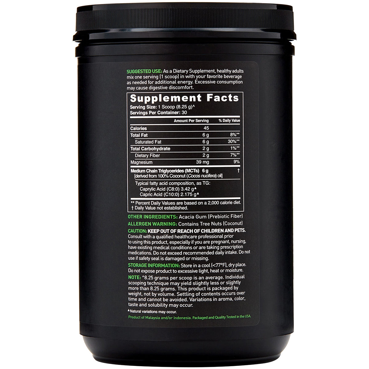 Sports Research MCT Oil Powder Dietary Supplement - 30 Servings - Unflavored Sports Research
