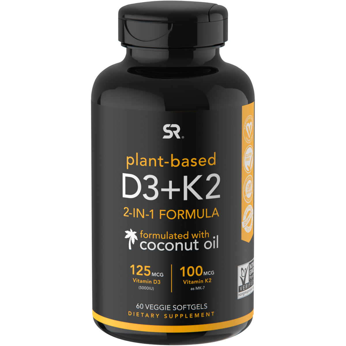 Sports Research Vegan Vitamin K2 + D3 Dietary Supplement - 60 Softgels Sports Research