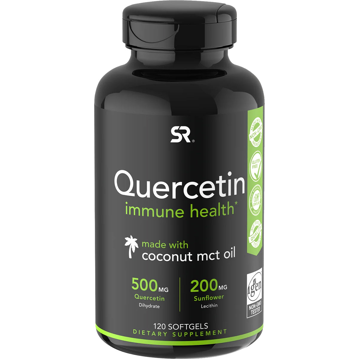 Sports Research Quercetin with Coconut MCT Oil Dietary Supplement - 120 Softgels Sports Research