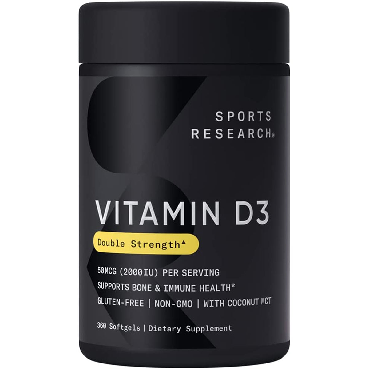 Sports Research Vitamin D3 with Coconut MCT Oil Dietary Supplement- 360 Softgels Sports Research