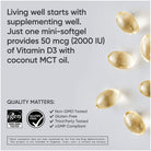 Sports Research Vitamin D3 with Coconut MCT Oil Dietary Supplement- 360 Softgels Sports Research
