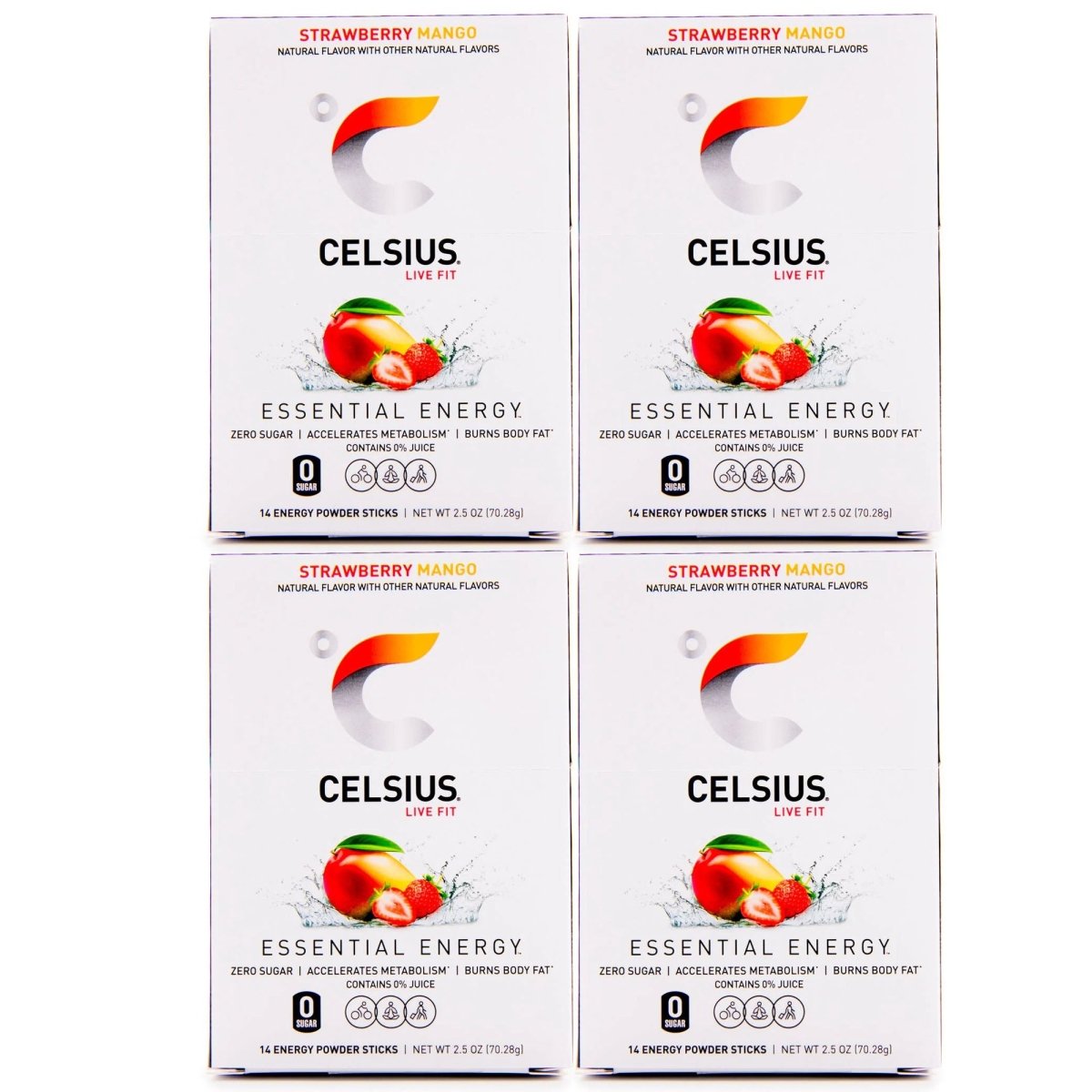 Celsius On - The - Go Zero Sugar Powder Stick Drink Mix 4 Pack - Forza Sports