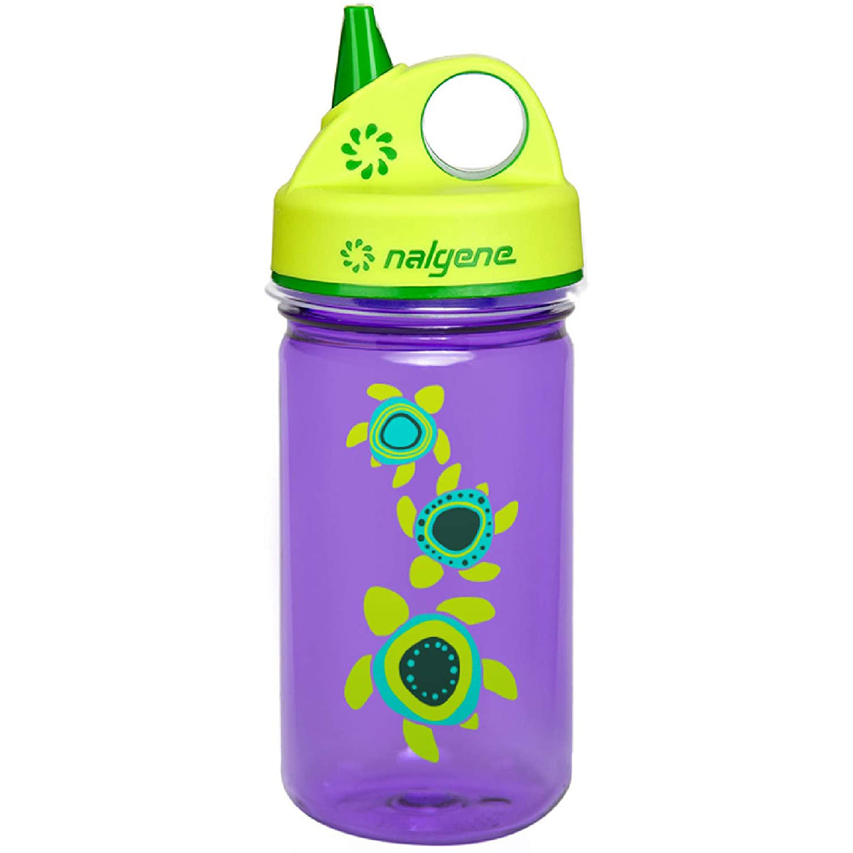 Nalgene Sustain 12 oz. Grip 'n Gulp Water Bottle - Purple Sea Turtles/Green Nalgene