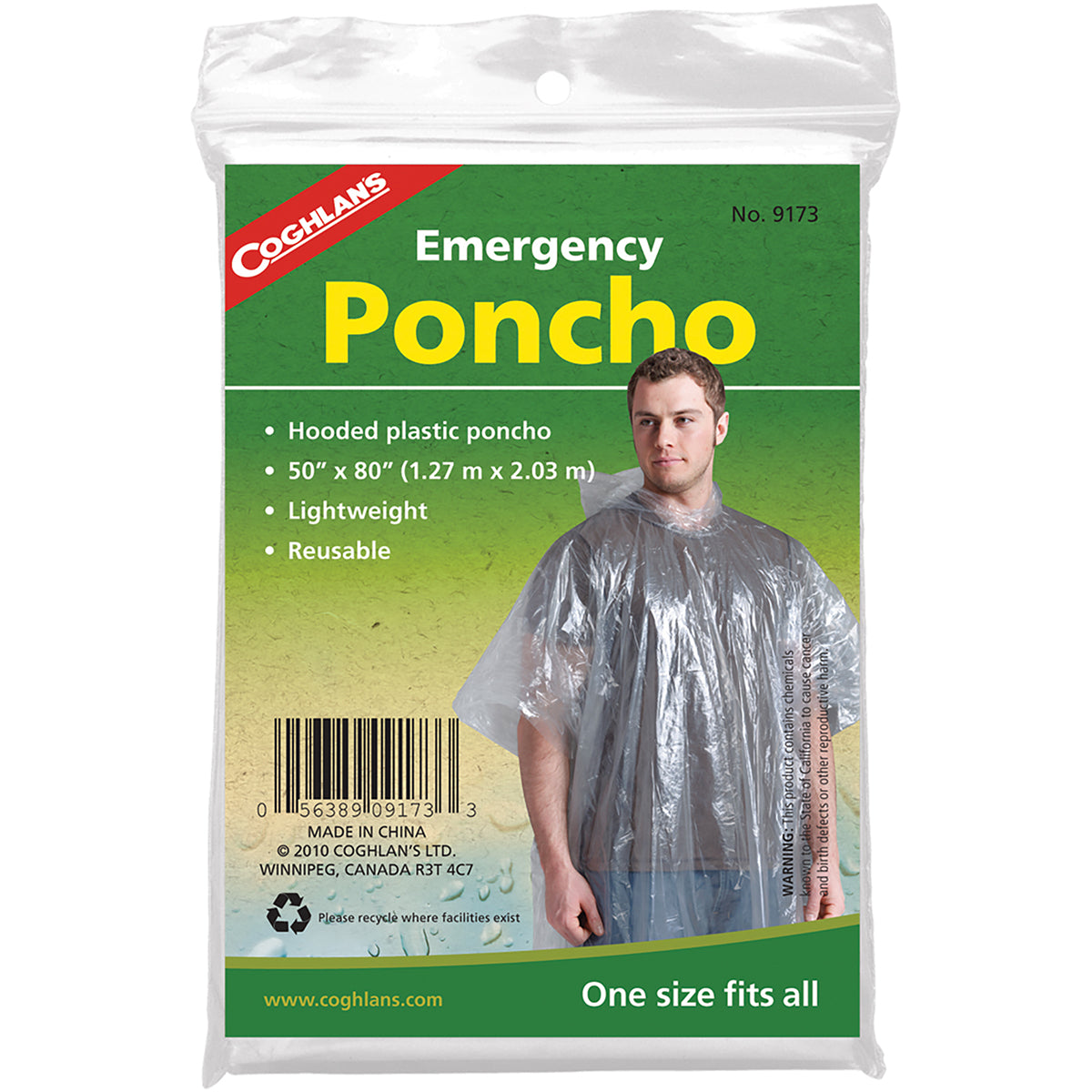 Coghlan's Emergency Poncho w/ Hood, Reusable & Lightweight, Survival Emergency Coghlan's