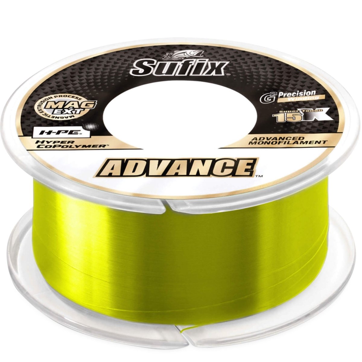 Sufix Advance Monofilament Fishing Line, 330 Yds - Neon Lime - Forza Sports