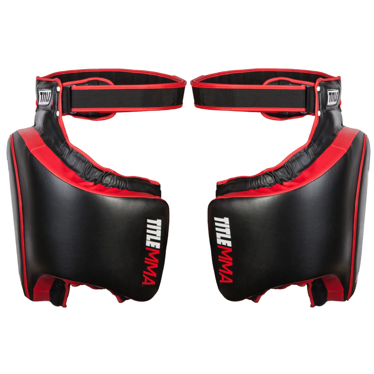 Title Boxing Gel Thai Style Hook and Loop Closure Thigh Pads - Black/Red Title Boxing