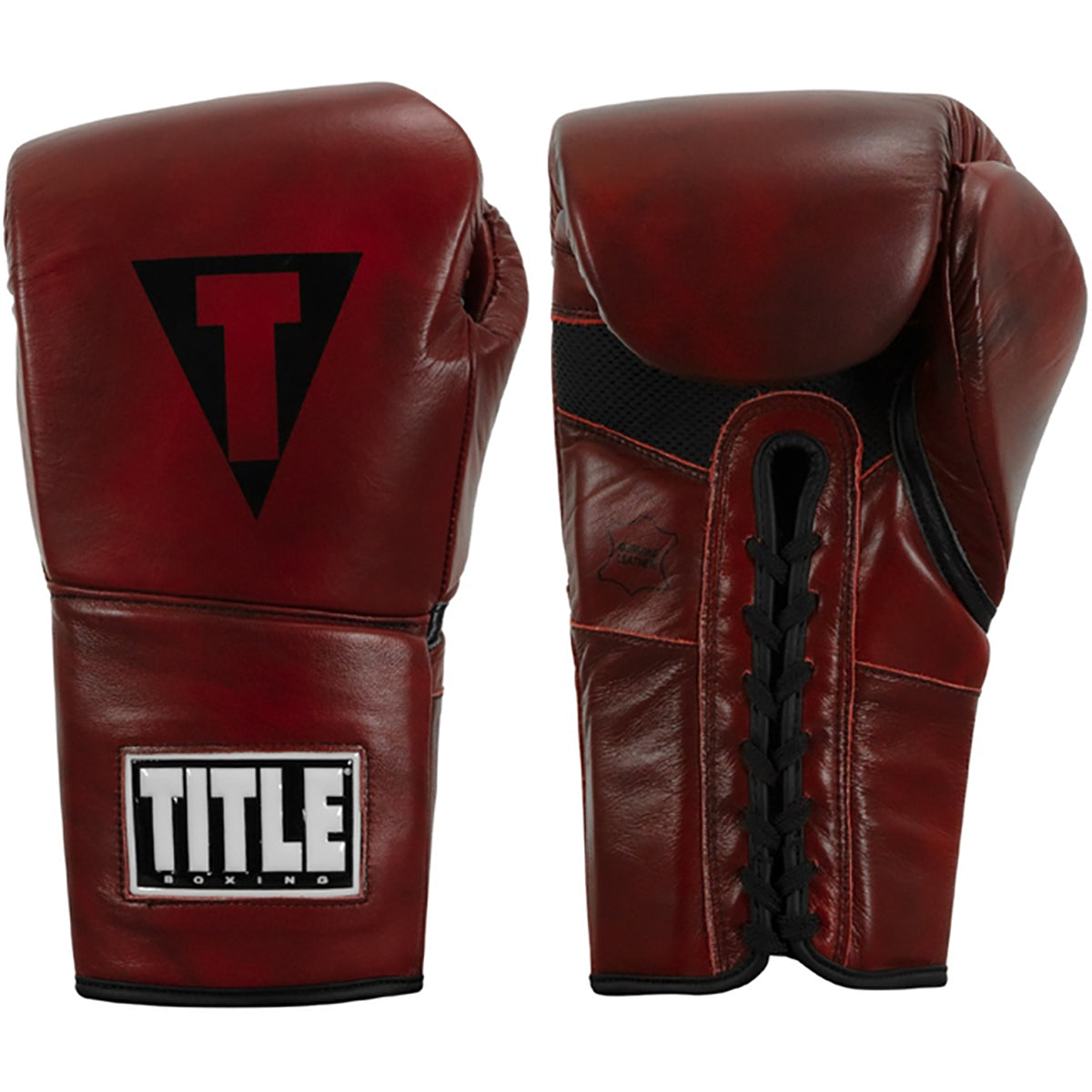 Title Boxing Blood Red Leather Lace Up Sparring Gloves Title Boxing