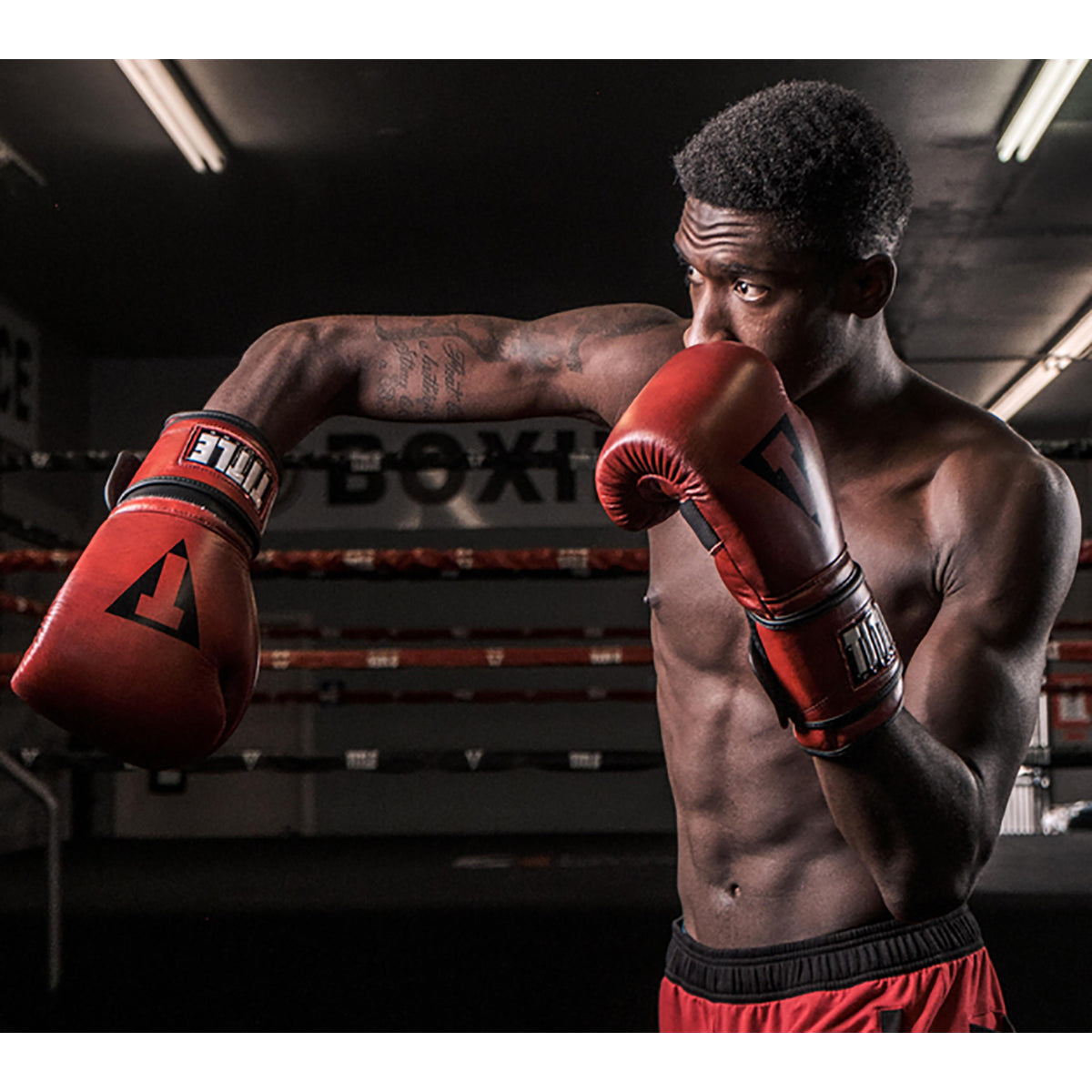 Boxing Loop Title Boxing Blood Red Leather Hook and Loop Training Gloves - Red ...