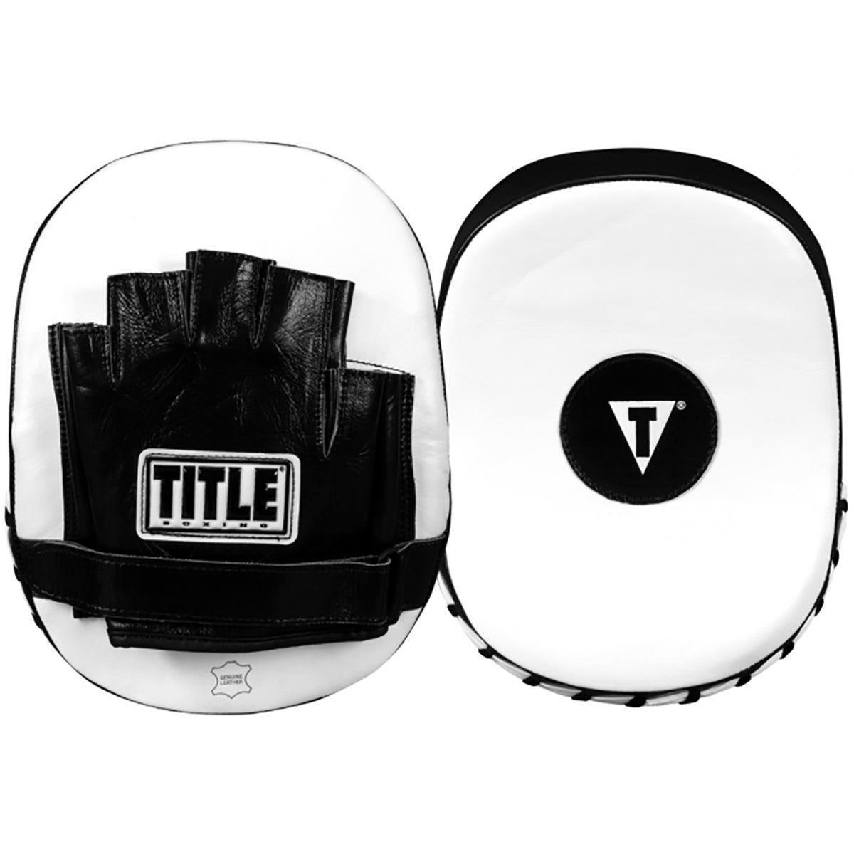 Title Boxing Cobra Leather Punch Mitts - Black/White Title Boxing