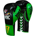 Title Boxing WBC Pro Fight Leather Lace Up Gloves - Black/Green Title Boxing