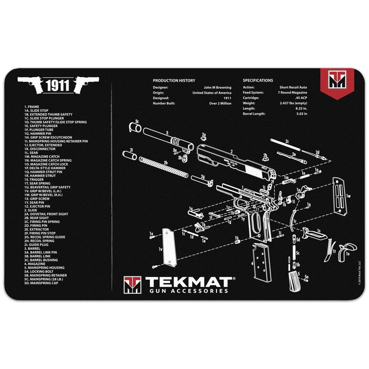 TekMat Original Gun Cleaning Mat - 17" X 11" - 1911 - Forza Sports