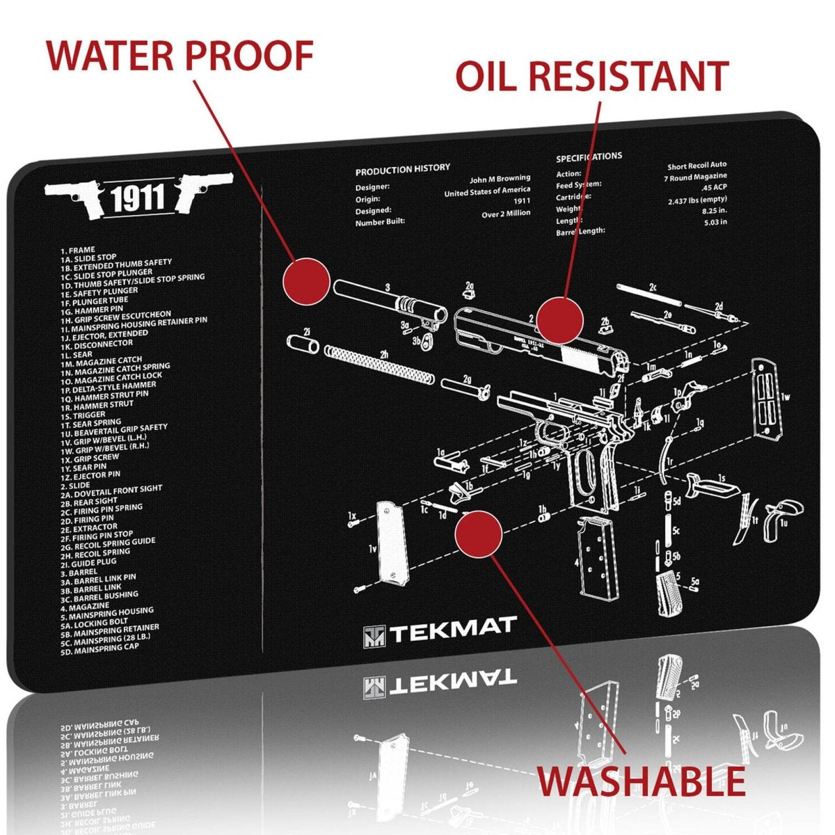 TekMat Original Gun Cleaning Mat - 17" X 11" - 1911 - Forza Sports