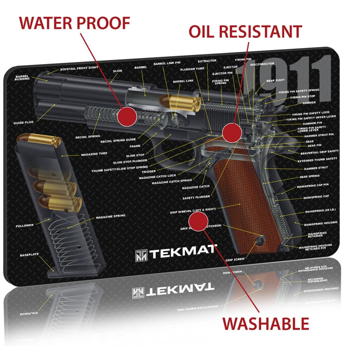 TekMat Original Gun Cleaning Mat - 17" X 11" - 1911 Cutaway - Forza Sports