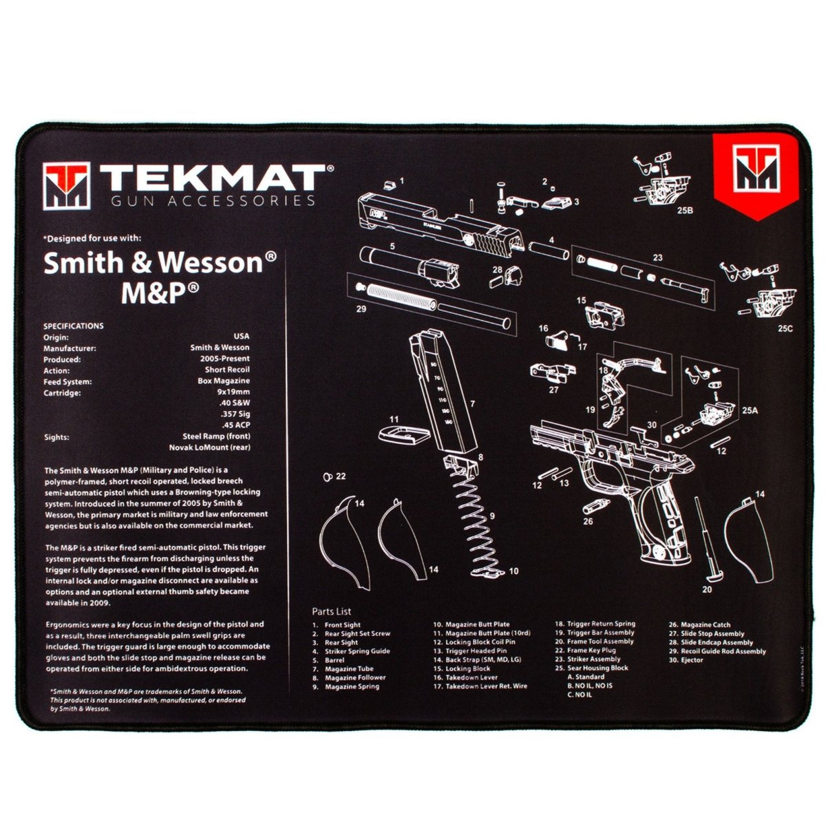 TekMat Ultra Premium Gun Cleaning Mat - 20" X 15" - Smith & Wesson M&P - Forza Sports