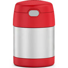 Red and silver thermos on a white background