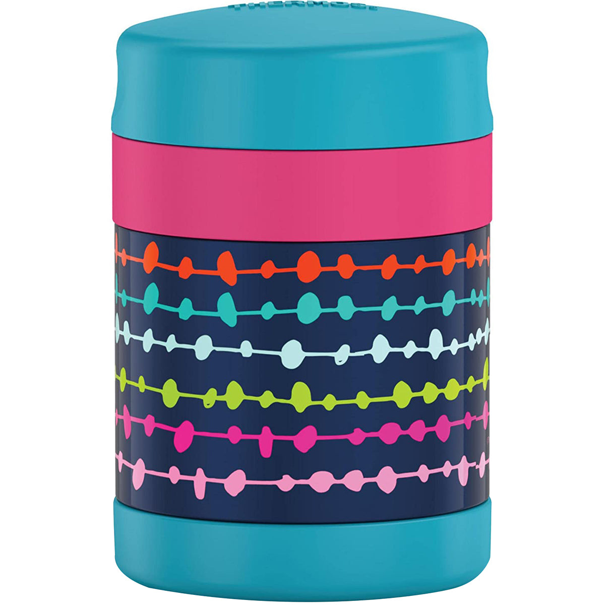 Thermos 10 oz. Kid's Funtainer Stainless Steel Food Jar w/ Spoon - Lines & Dots Thermos
