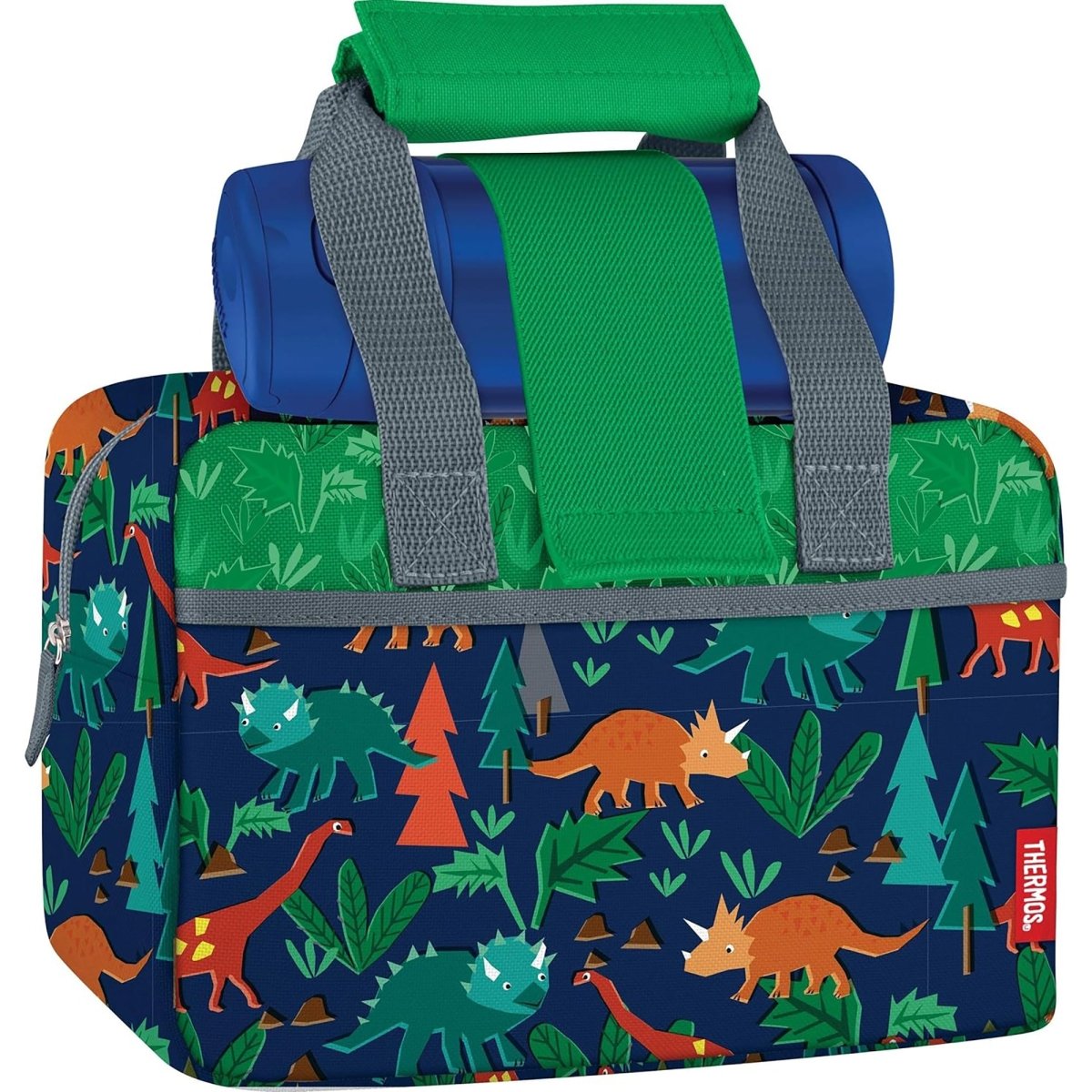 Thermos Kid's Funtainer Woodland Dino Lunch Duffle Bag and Bottle Set - Blue - Forza Sports