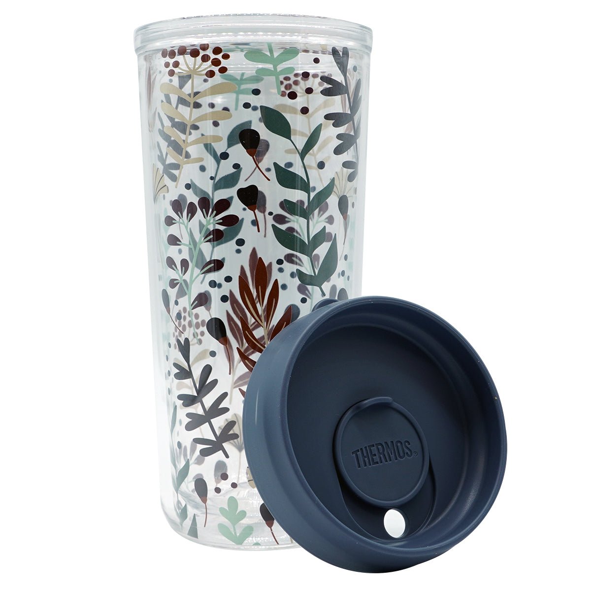 Thermos 24 oz. Insulated Double Wall Travel Tumbler with Lid - Whimsical Leaves - Forza Sports