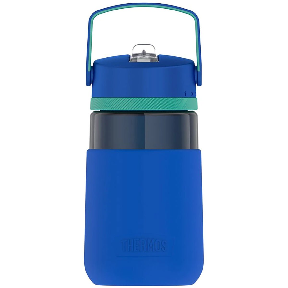 थर्मस 12 औंस. बच्चों के लिए ट्रिटान हाइड्रेशन बोतल w/ स्ट्रॉ और सिलिकॉन स्लीव - नीला - फोर्ज़ा स्पोर्ट्स