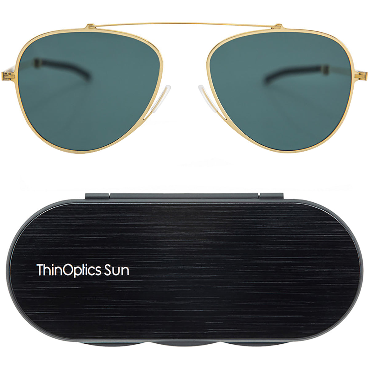 ThinOptics Mountain View Aviator Sunglasses with Aluminum Case ThinOptics