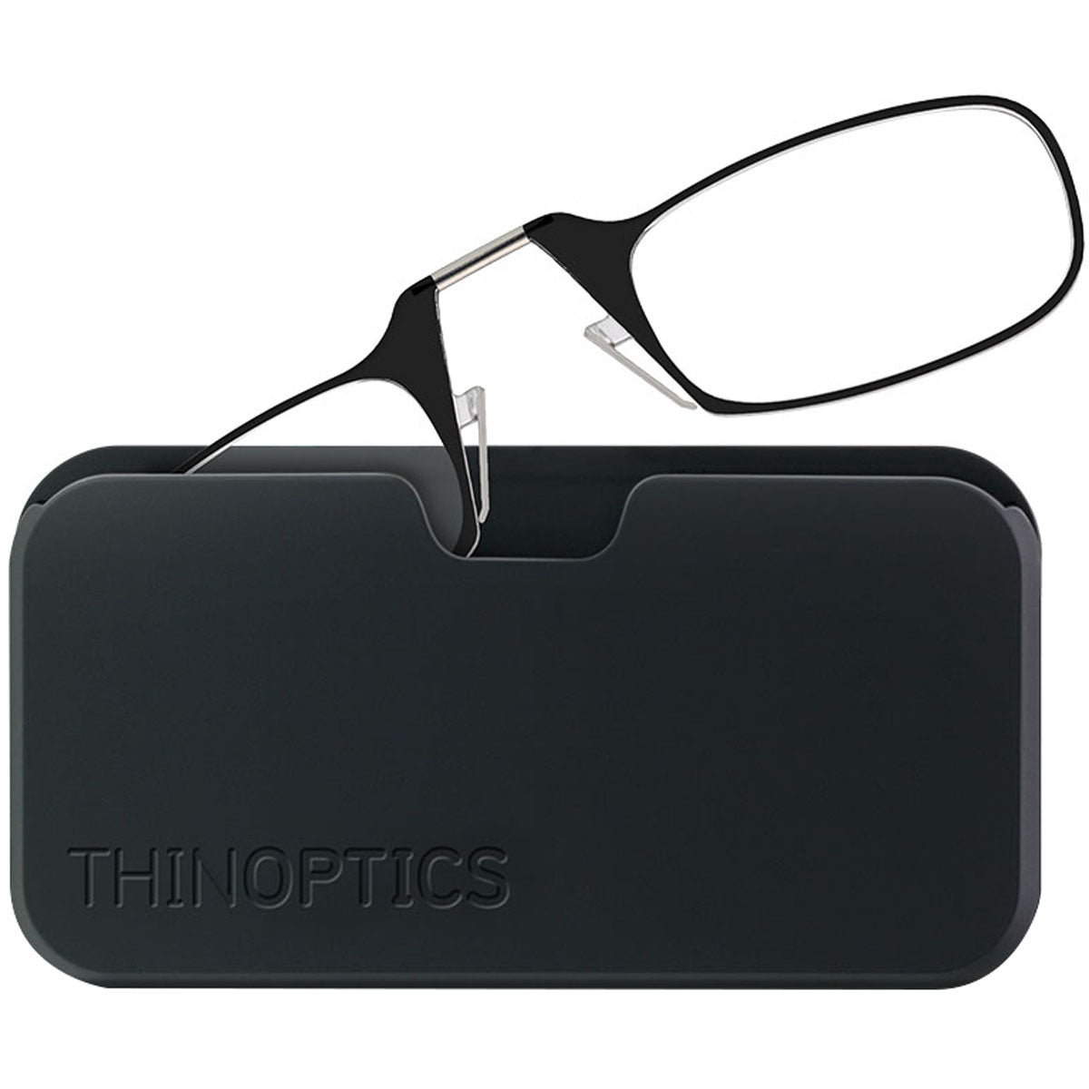 ThinOptics Armless Glasses with Universal Case - Black Frame, Black Pod - Forza Sports