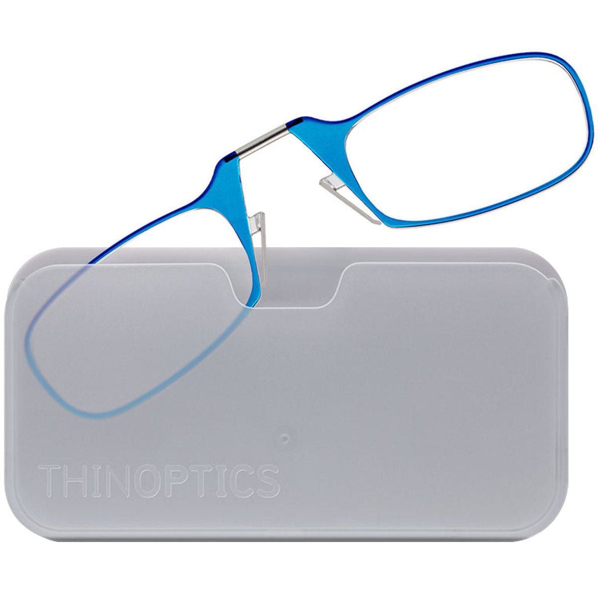 ThinOptics Armless Glasses with Universal Case - Blue Frame, White Pod - Forza Sports