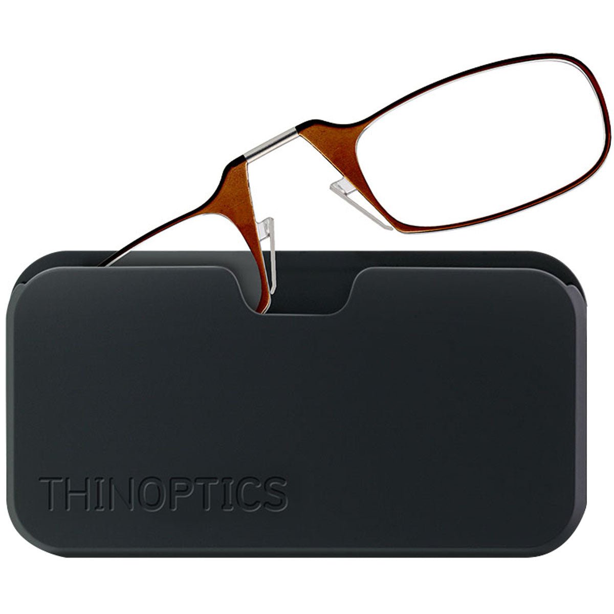 ThinOptics Armless Glasses with Universal Case - Brown Frame, Black Pod - Forza Sports