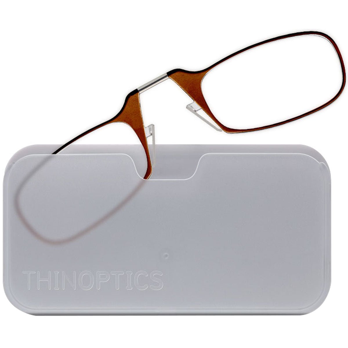 ThinOptics Armless Glasses with Universal Case - Brown Frame, White Pod - Forza Sports