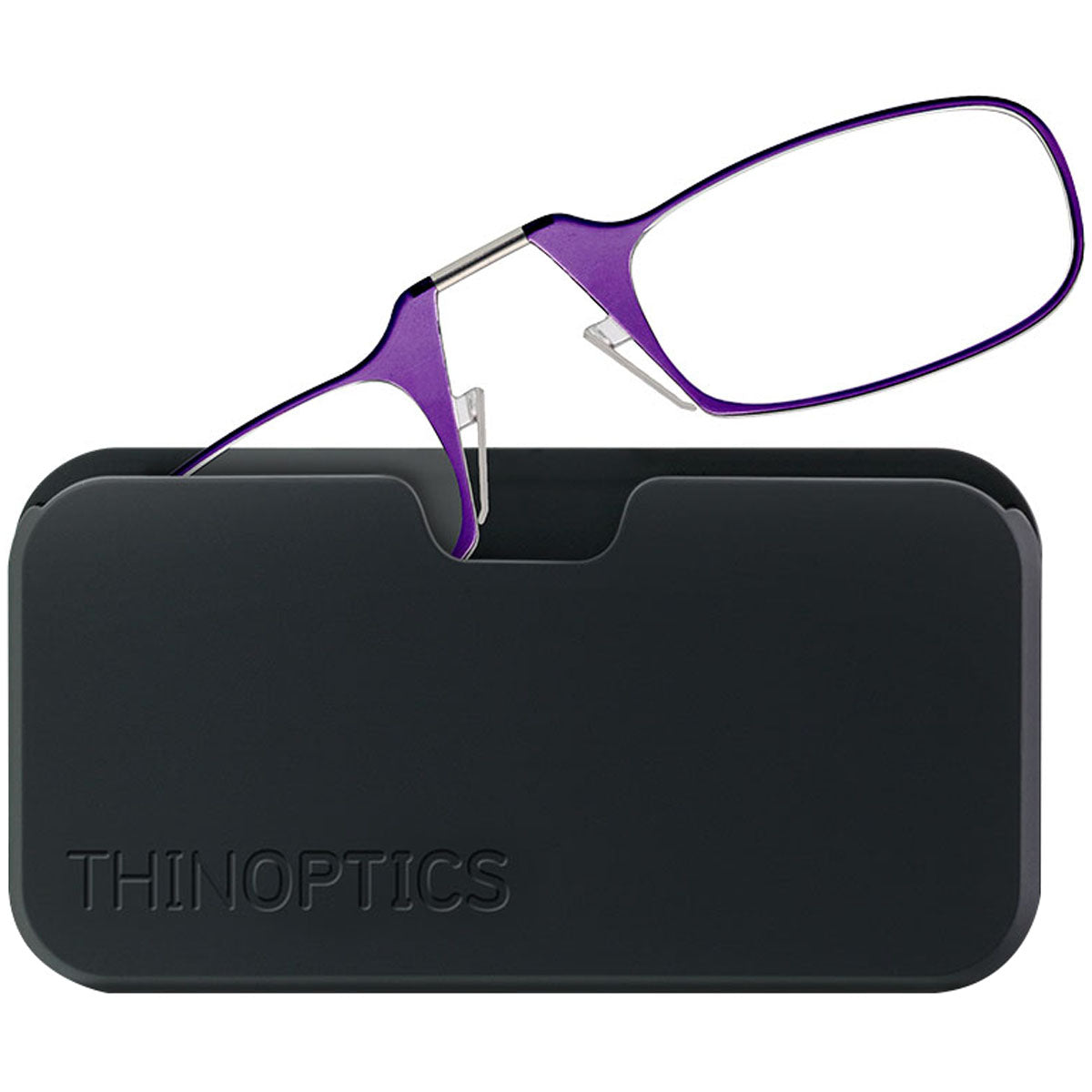 ThinOptics Armless Glasses with Universal Case - Purple Frame, Black Pod ThinOptics