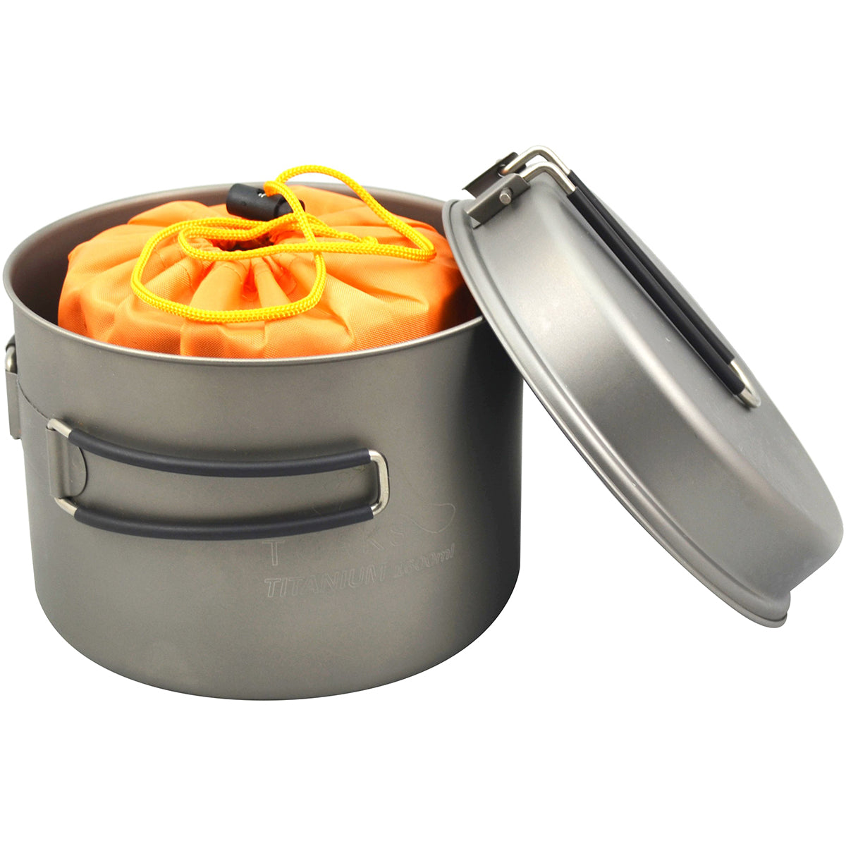 TOAKS Titanium Outdoor Camping Cook Pot with Pan and Foldable Handles - 1600ml TOAKS