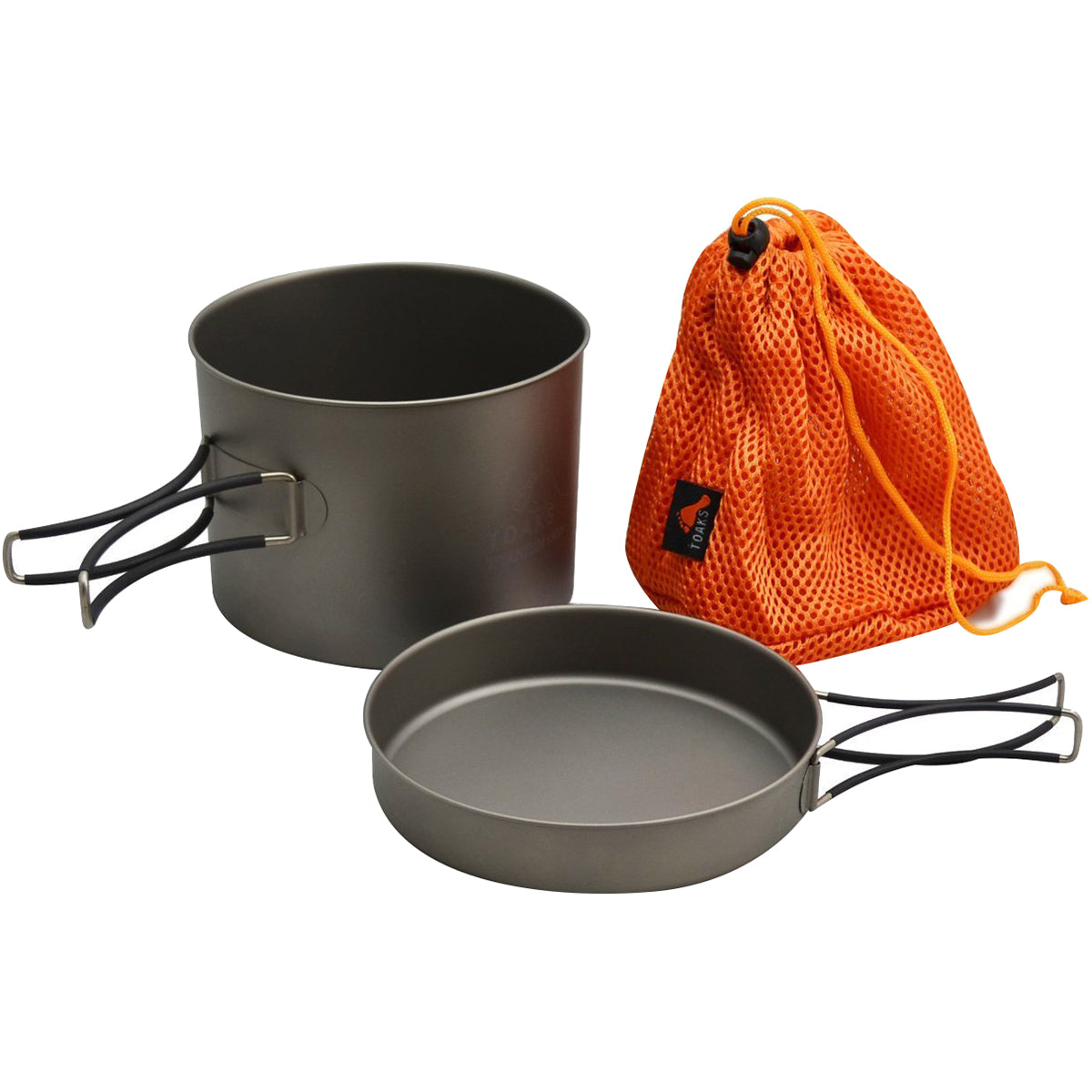 TOAKS Titanium Outdoor Camping Cook Pot with Pan and Foldable Handles - 1100ml TOAKS