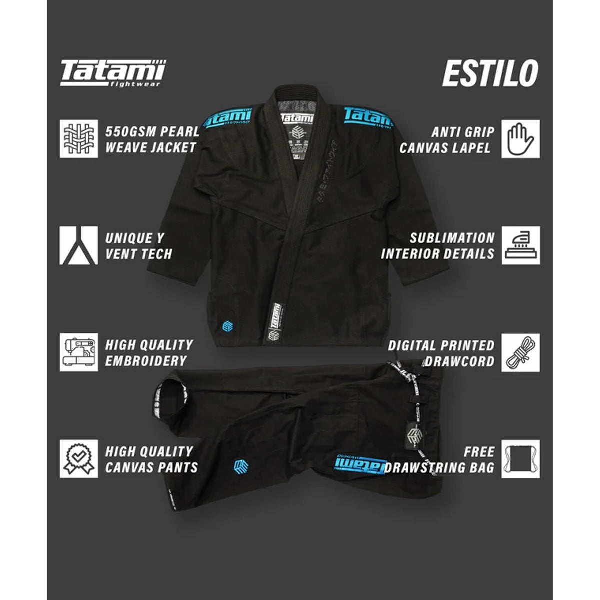 Tatami Fightwear Estilo Black Label BJJ Gi - Blue/Black Tatami Fightwear