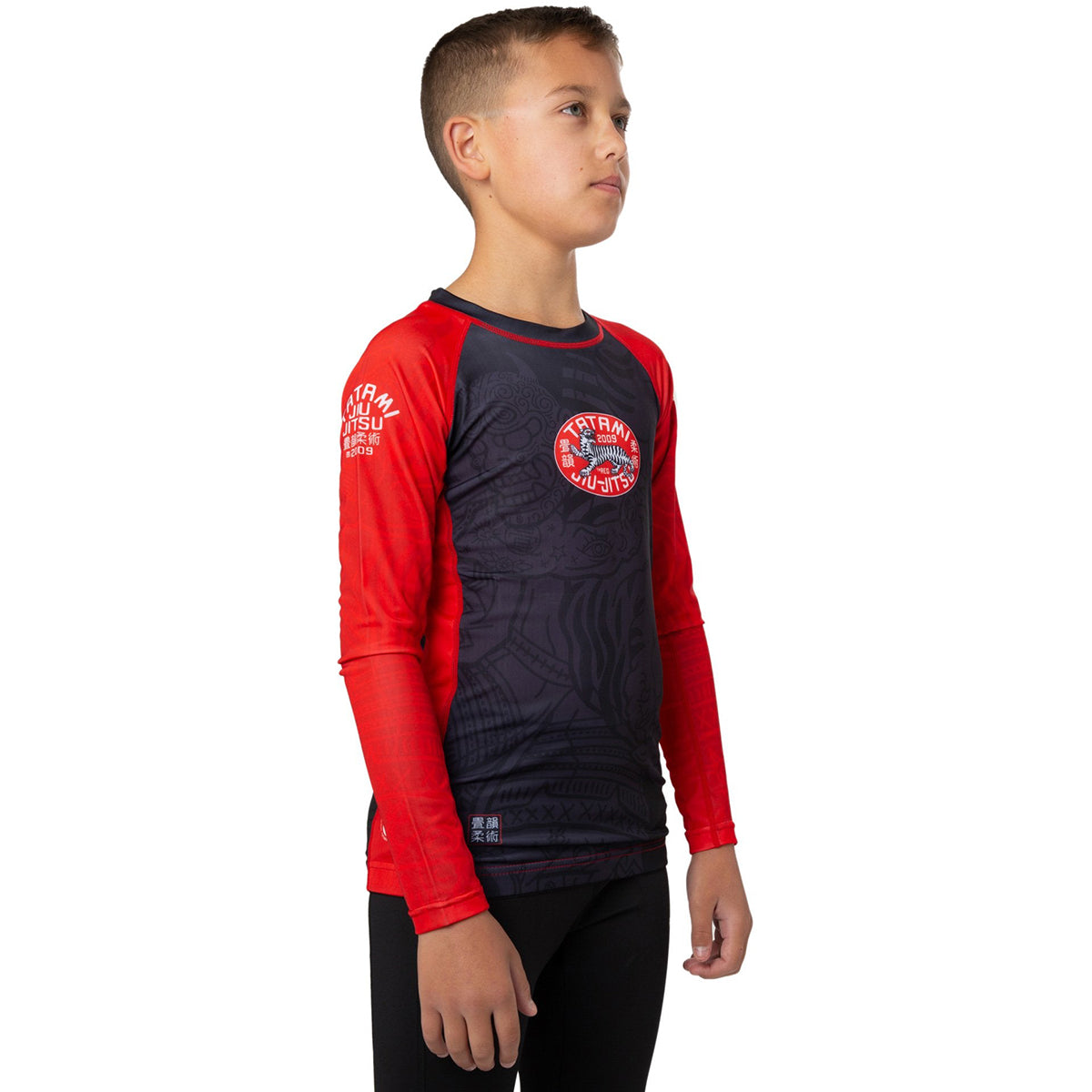 Tatami Fightwear Kid's Takedown Tiger Eco Tech Recycled Rashguard - Black Tatami