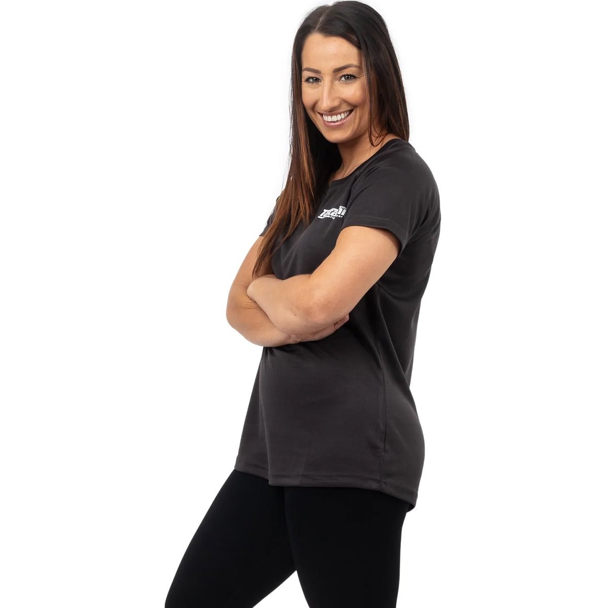 टाटामी फाइटवियर महिलाओं की ड्राई फिट टी-शर्ट - चारकोल - फोर्ज़ा स्पोर्ट्स