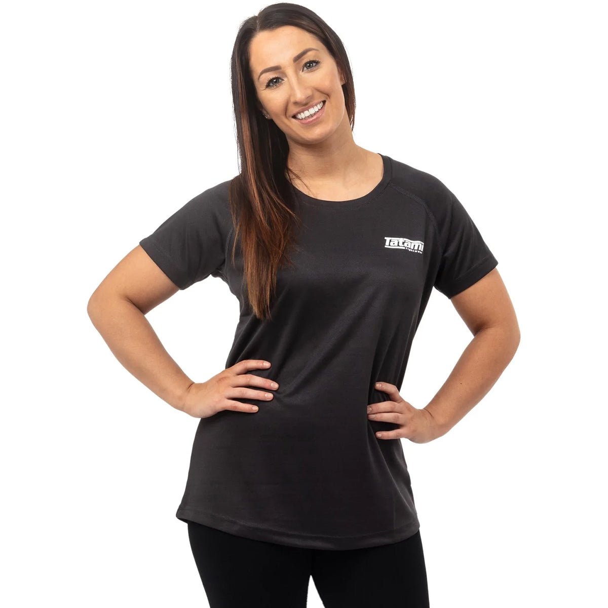 टाटामी फाइटवियर महिलाओं की ड्राई फिट टी-शर्ट - चारकोल - फोर्ज़ा स्पोर्ट्स