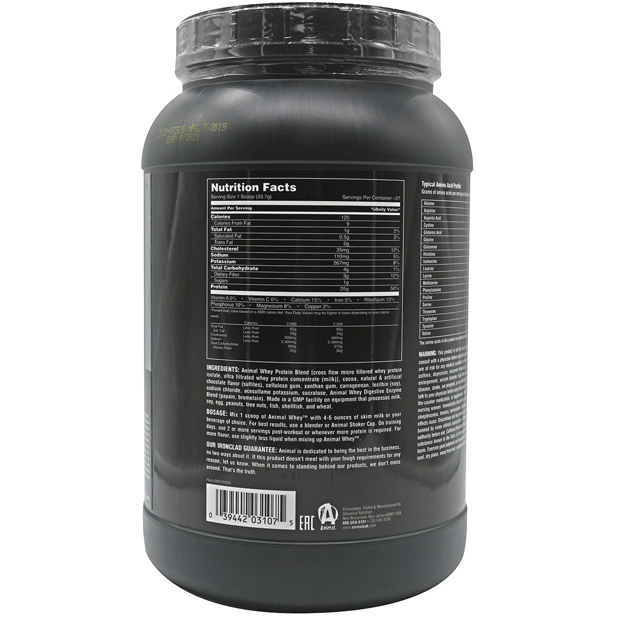 Universal Nutrition Animal Whey Dietary Supplement - About 27 Servings Universal Nutrition