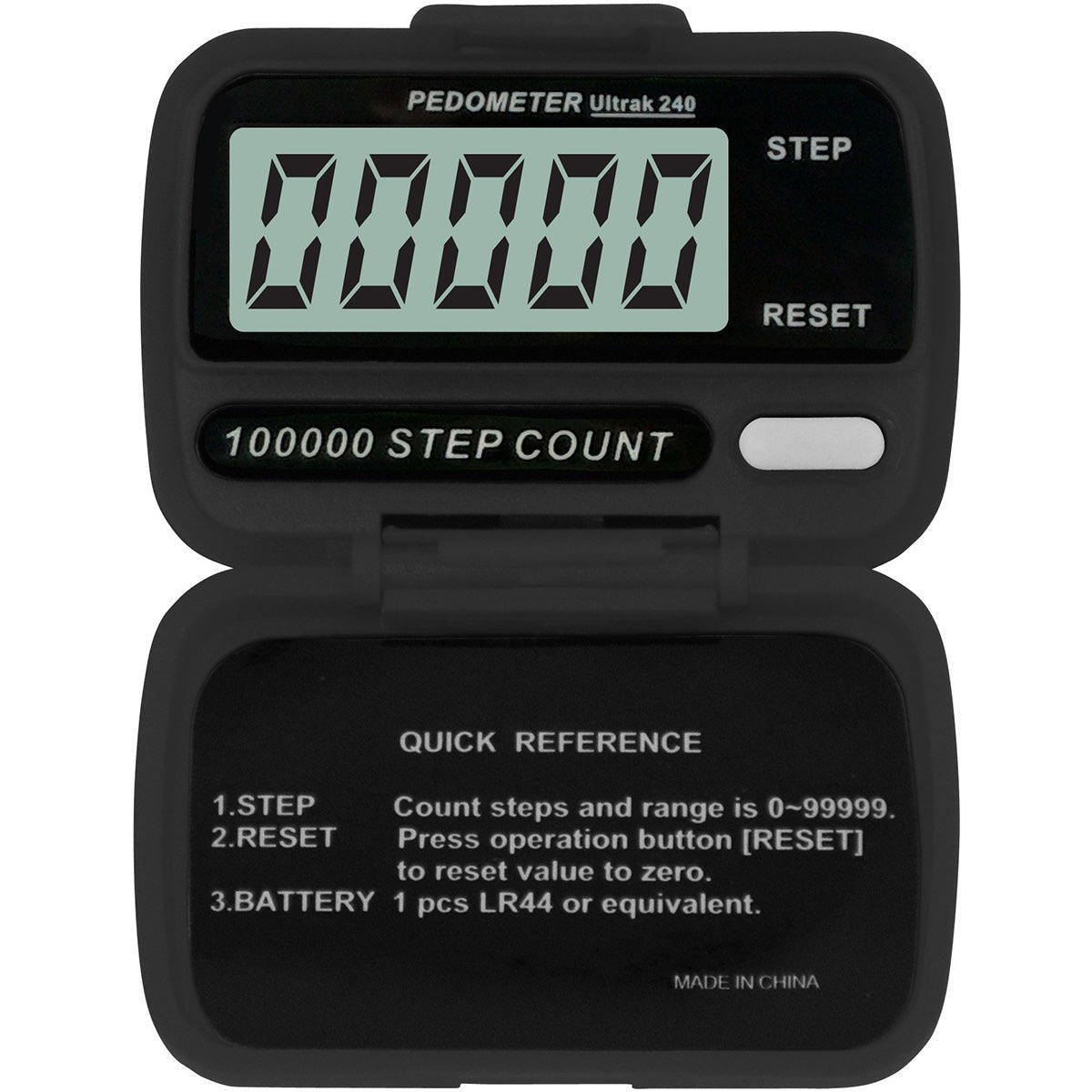 Ultrak 240 - Electronic Step Counter Pedometer - Black - Forza Sports