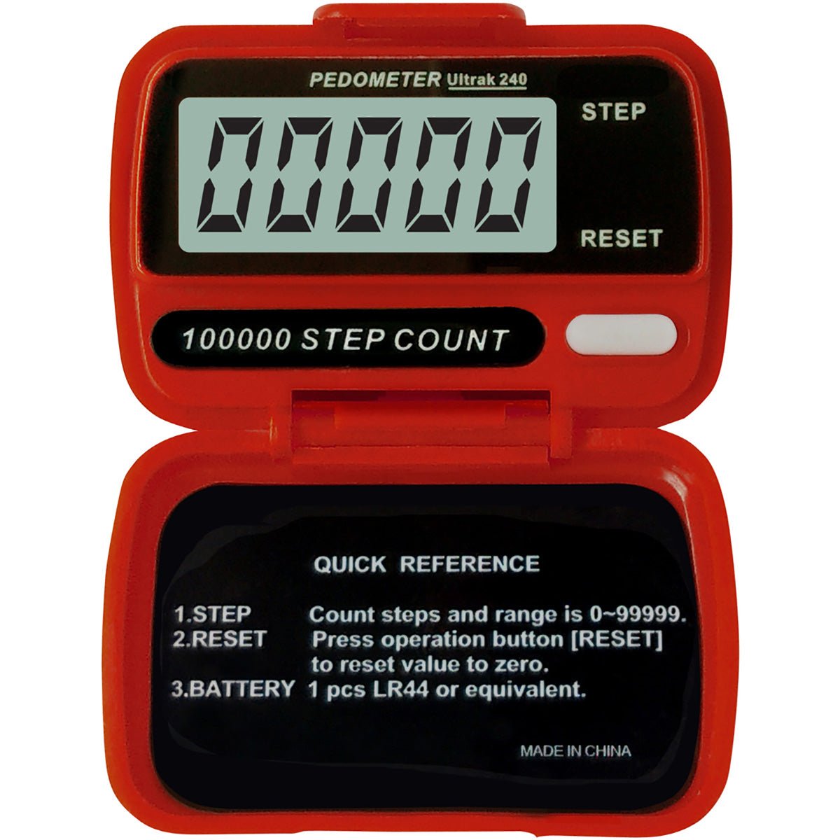 Ultrak 240 - Electronic Step Counter Pedometer - Red - Forza Sports