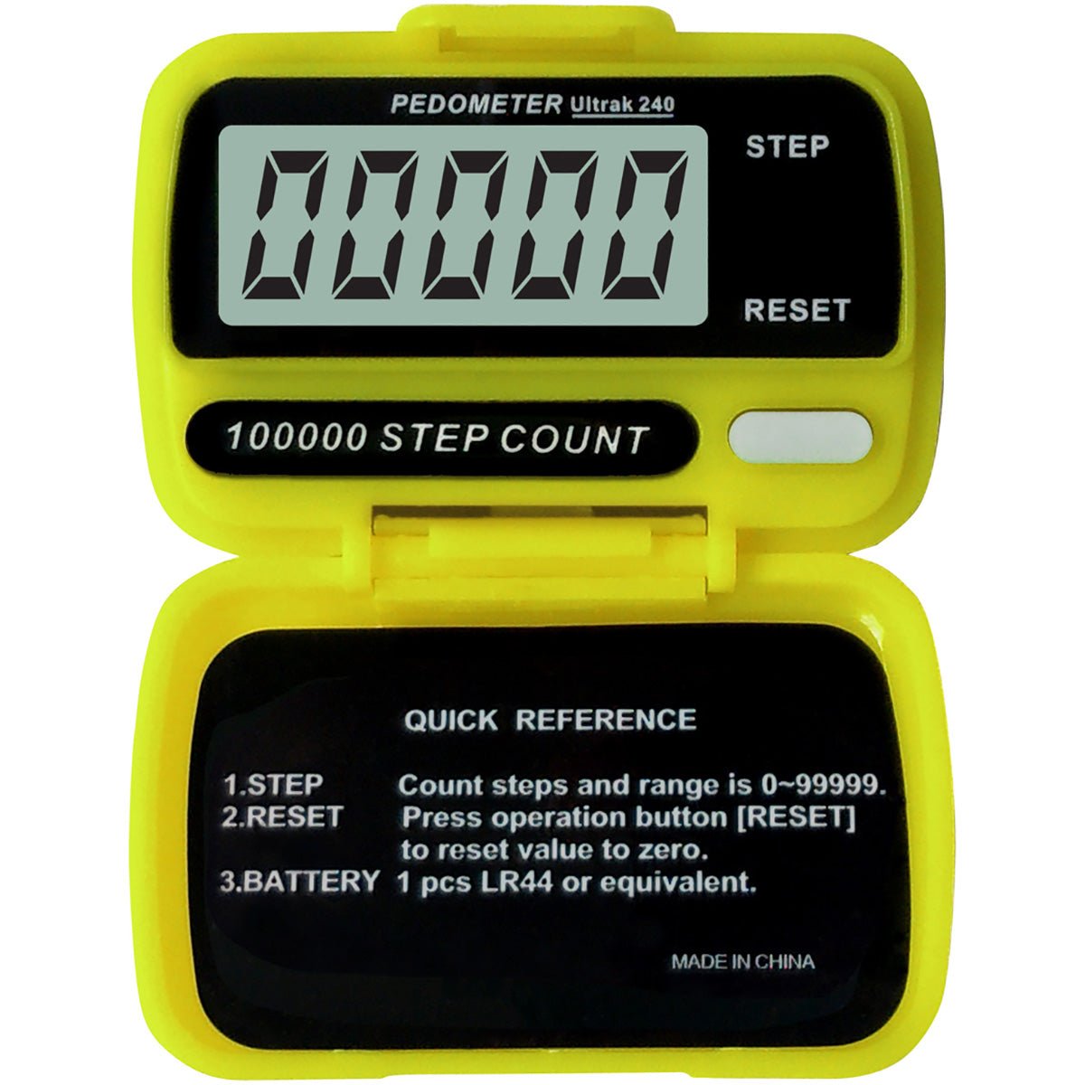 Ultrak 240 - Electronic Step Counter Pedometer - Yellow - Forza Sports