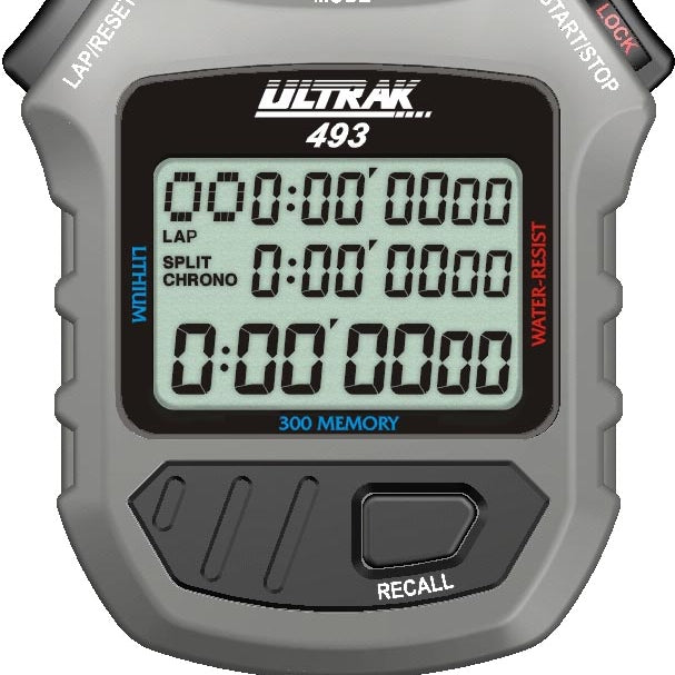 Ultrak 493 - 300 Dual Split Memory Stopwatch with Three Line Display Ultrak