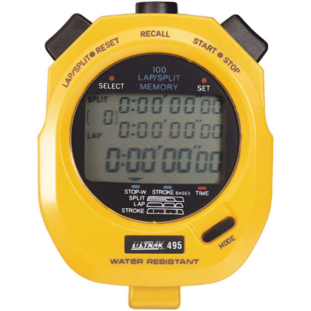 Ultrak 495-100 Dual Split Memory Stopwatch - Yellow Ultrak