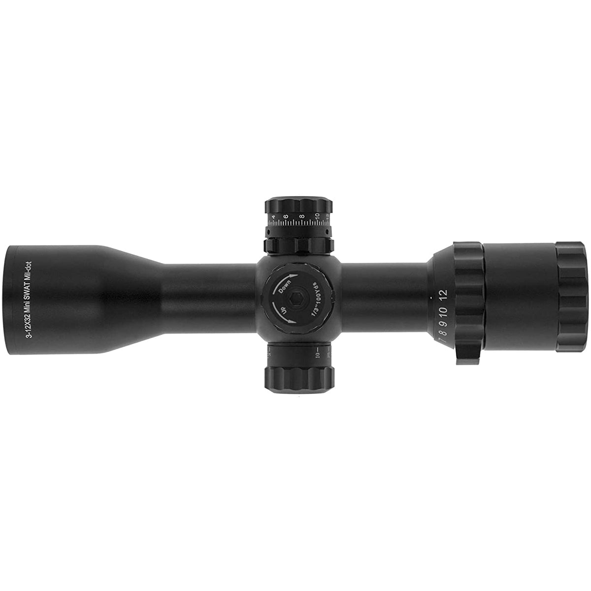 UTG 1" BugBuster 3 - 12X32 मिल-डॉट स्कोप - काला - फोर्ज़ा स्पोर्ट्स