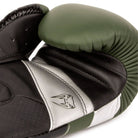 Venum Elite Evo Hook and Loop Boxing Gloves - Khaki/Silver - Forza Sports