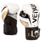 Venum Elite Evo Hook and Loop Boxing Gloves - White/Gold - Forza Sports