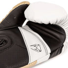 Venum Elite Evo Hook and Loop Boxing Gloves - White/Gold - Forza Sports