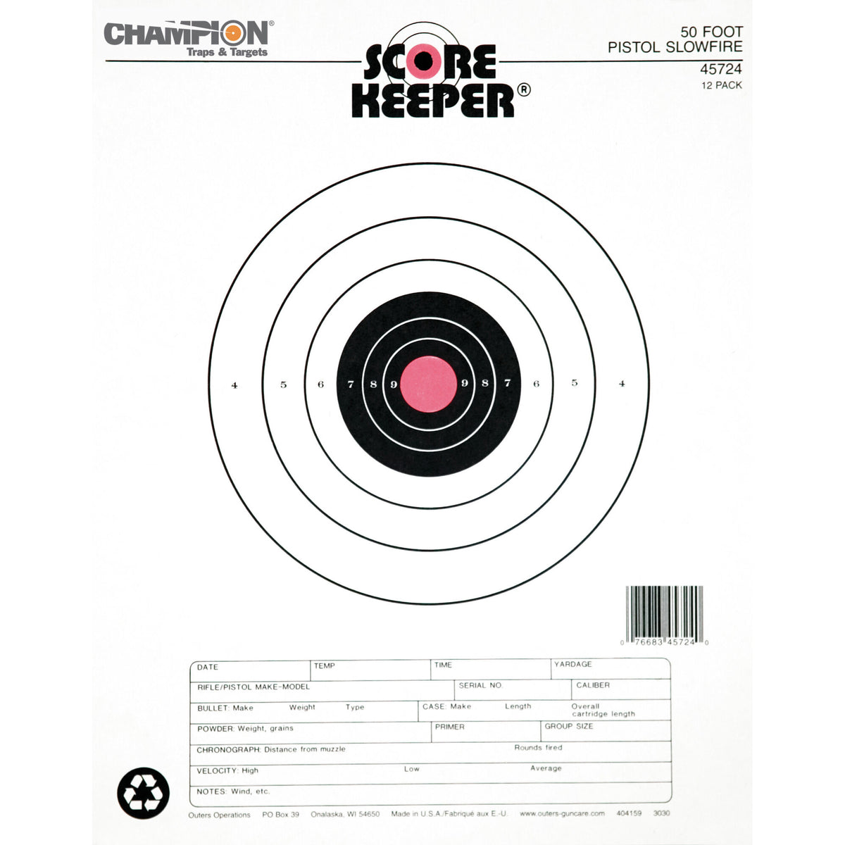 Paper Target Score Champion Score Keeper Bullseye Paper Targets 12-Pack - Fluorescent Ora ...