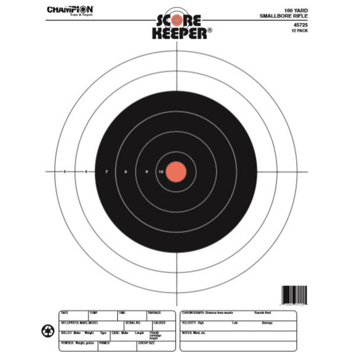 Paper Target Score Champion Score Keeper Bullseye Paper Targets 12-Pack - Fluorescent Ora ...