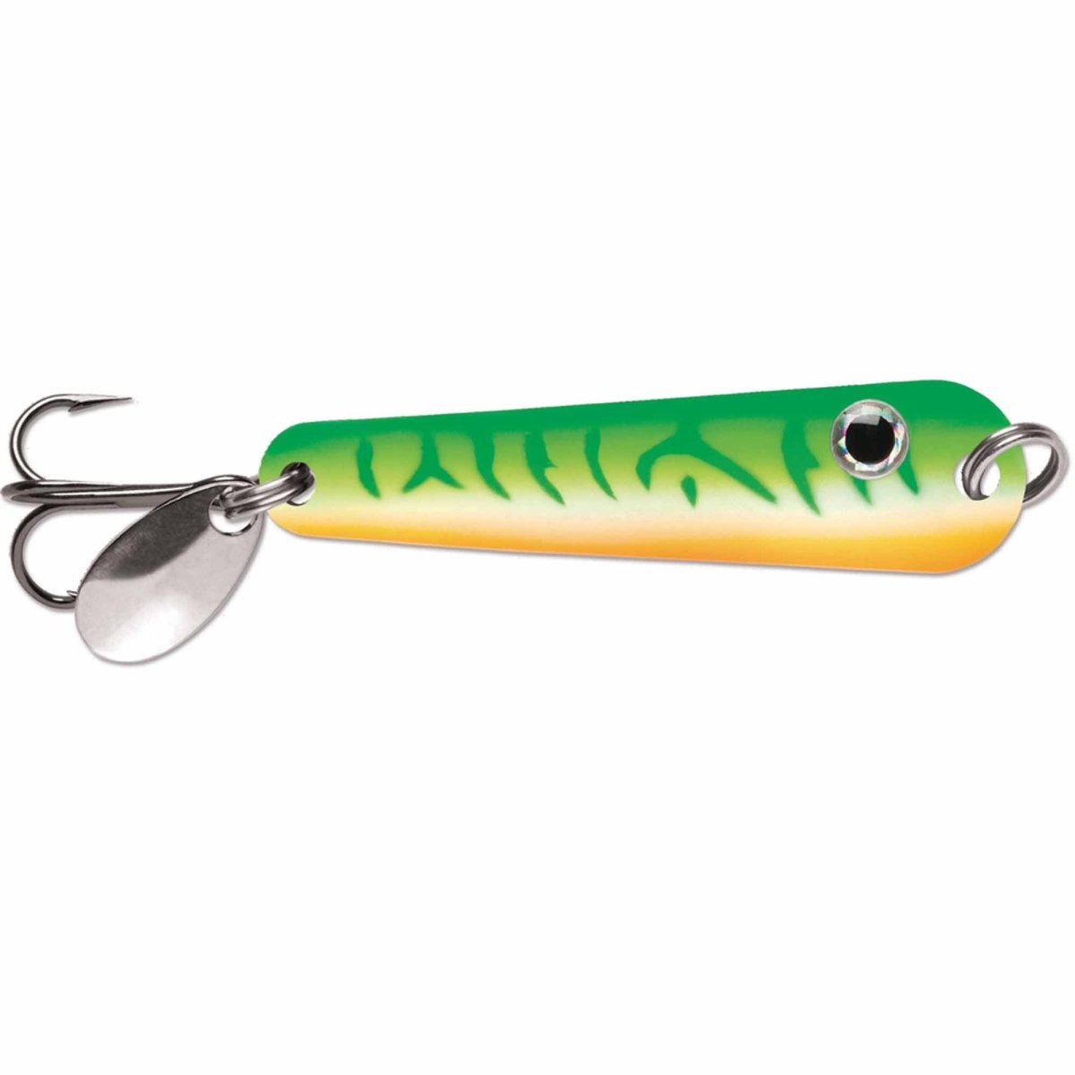 VMC Tumbler Spoon, 1/12 oz, Glow Green Fire UV, Fishing Lure - Forza Sports