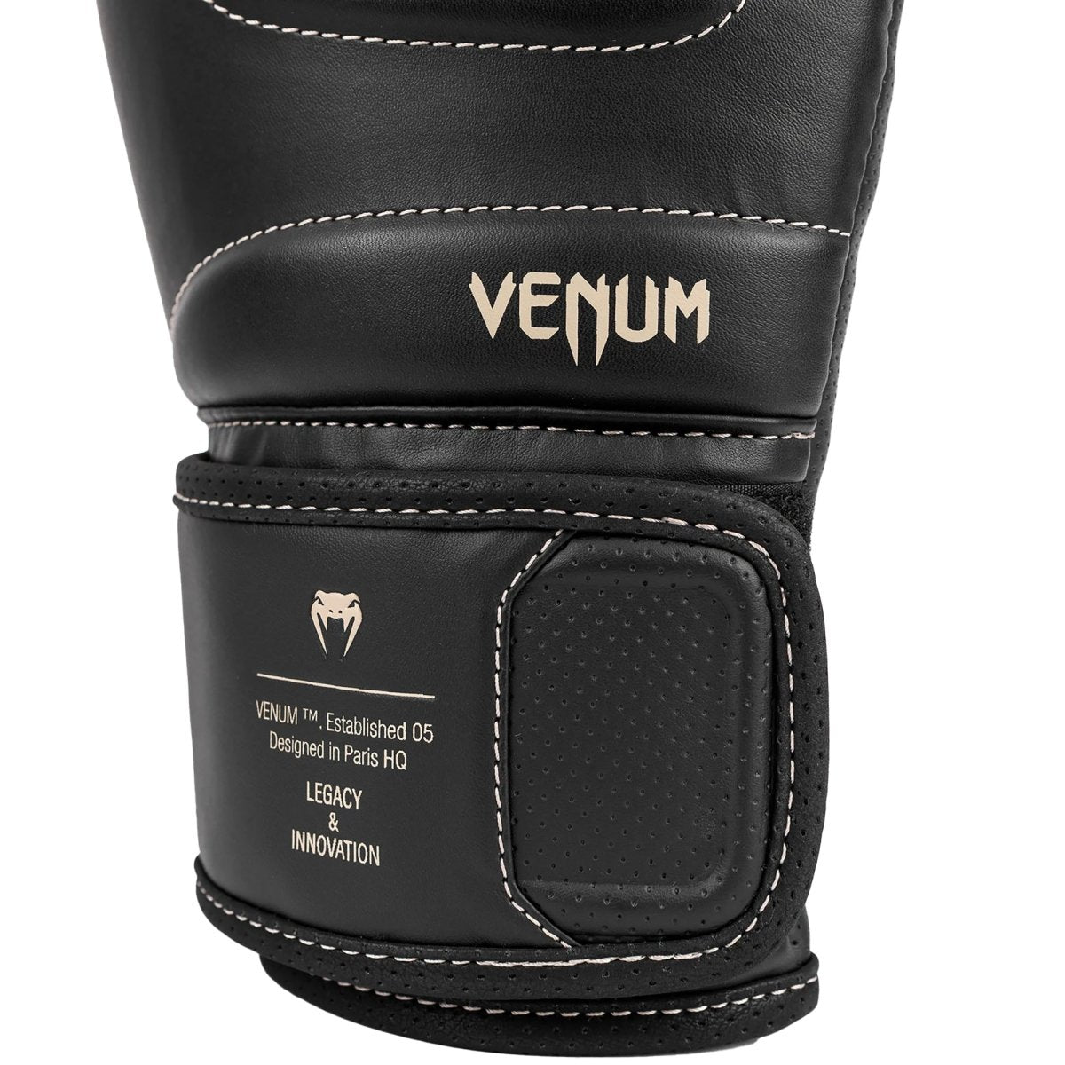 Venum Impact EVO Hook and Loop Boxing Training Gloves - Black/Beige - Forza Sports