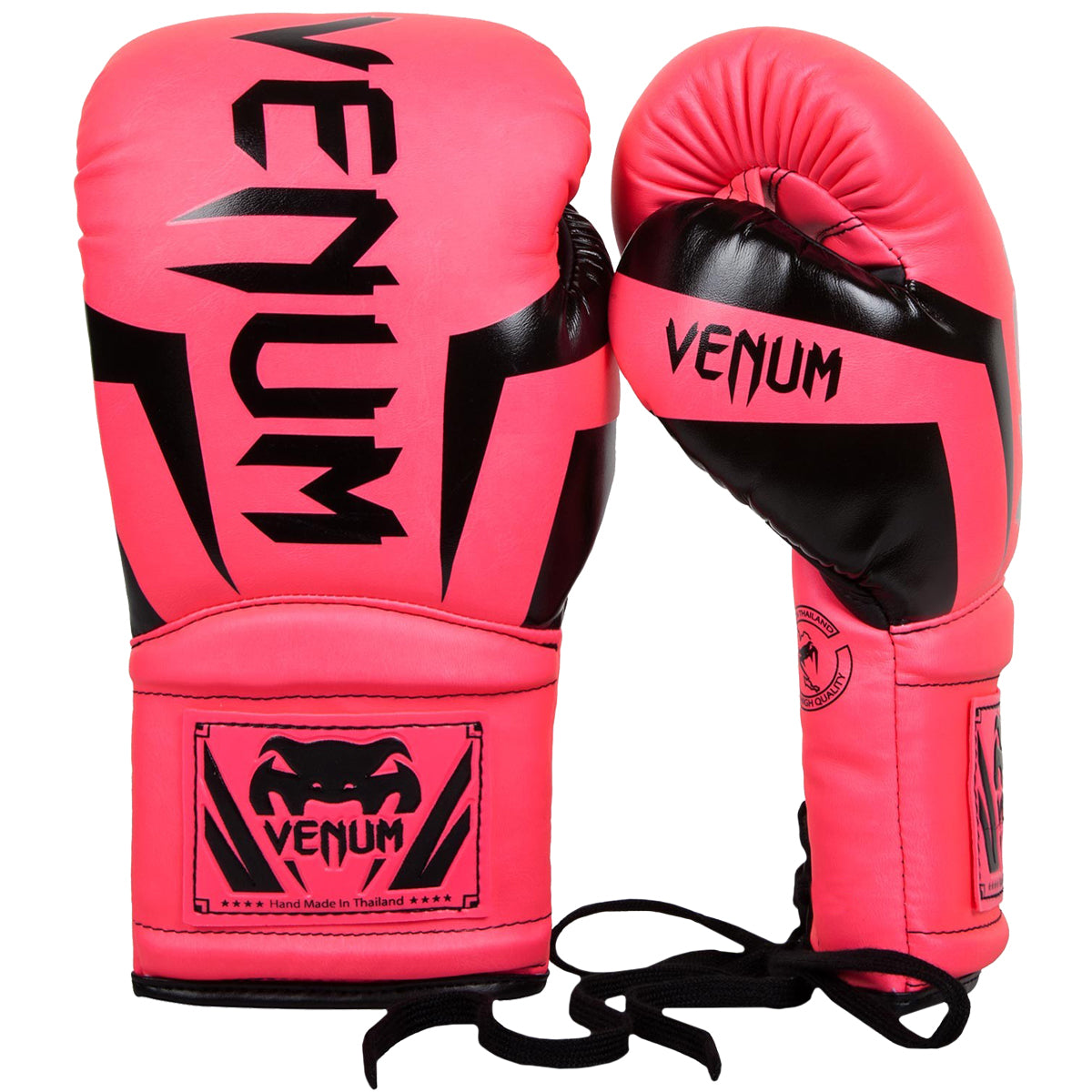 Venum Elite Lace Up Boxing Gloves - Neo Pink Venum